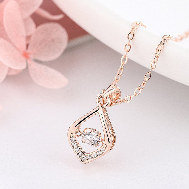 s999 sterling silver water drop smart necklace female fashion temperament short clavicle chain beating heart pendant