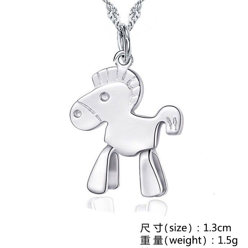 Three-dimensional carousel pendant female Japanese simple pendant silver jewelry gift