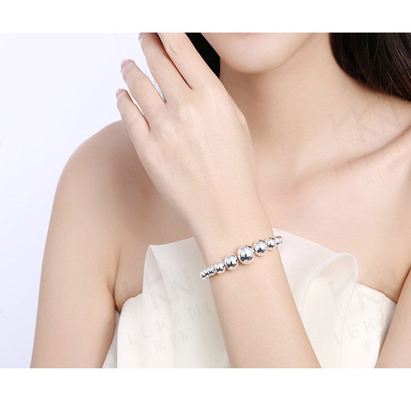 Direct Selling Silver Bracelet Unisex Simple Aperture Round Bead Bracelet Fashion Student Bead Bracelet