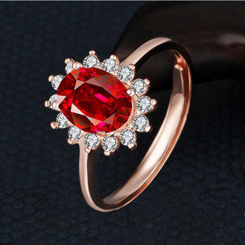 Pigeon blood ruby ??ring 18K rose gold ring, light luxury inlaid open female ring color gold bracelet