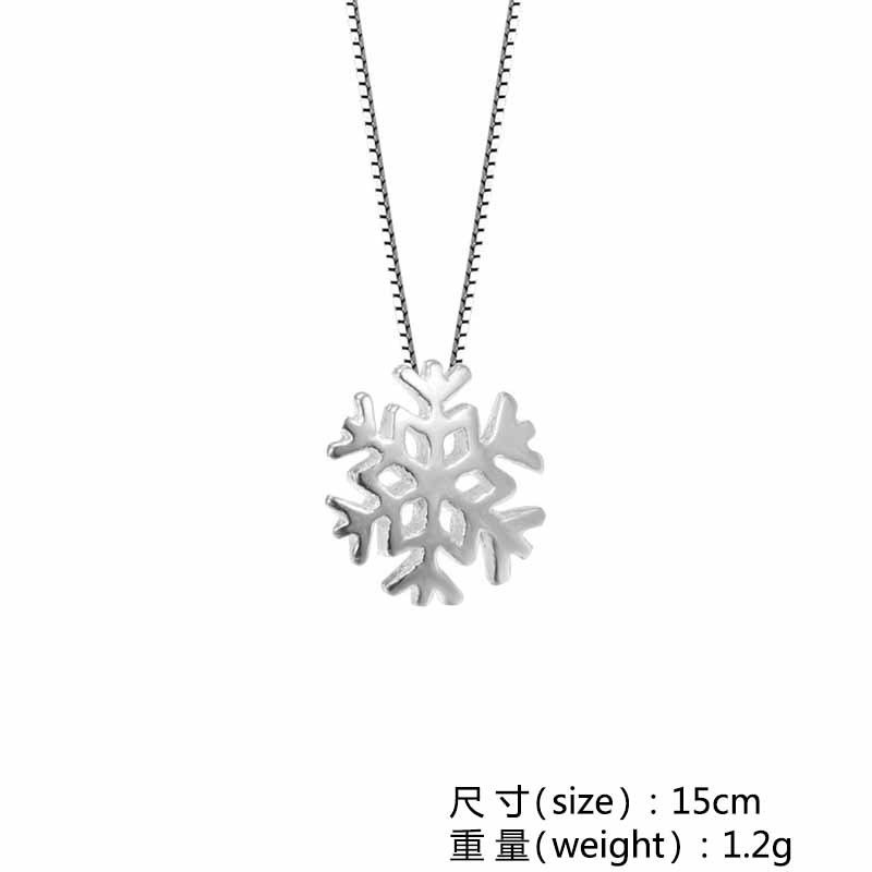 Plain silver snowflake silver female short clavicle chain fresh and simple brushed pendant accessories spring and summer version