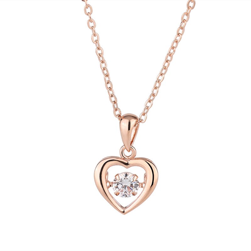 New s999 sterling silver love heart necklace female simple fashion beating heart clavicle chain Christmas gift