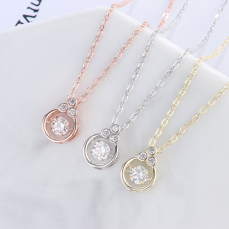 999 sterling silver water drop smart necklace female high-quality temperament clavicle chain beating heart pendant