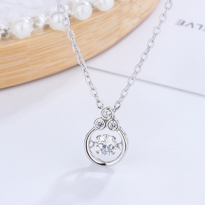 999 sterling silver water drop smart necklace female high-quality temperament clavicle chain beating heart pendant