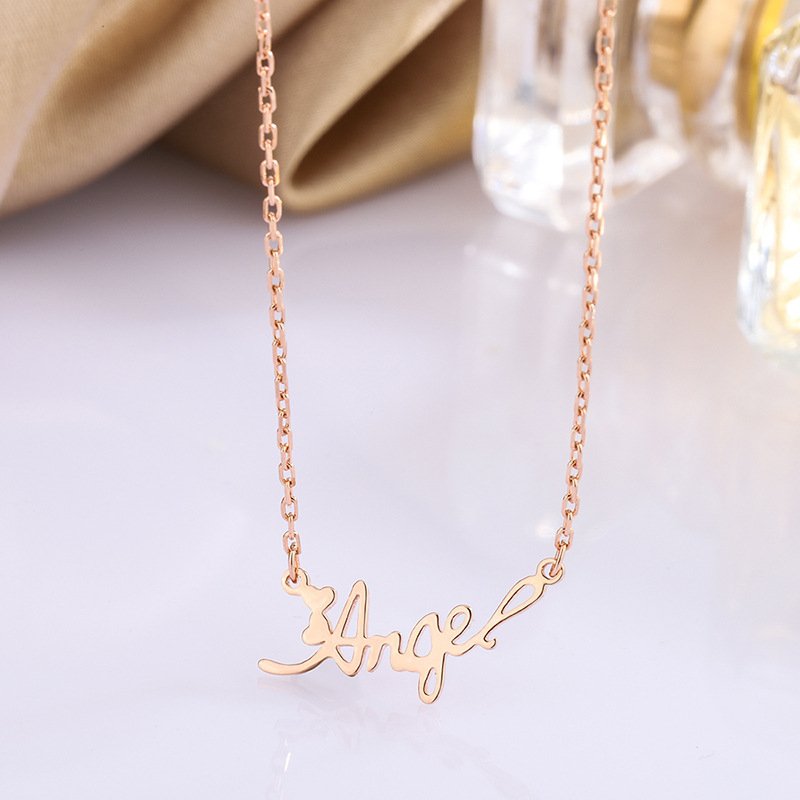 Autumn and winter 999 sterling silver English alphabet necklace female tide simple and creative sweater chain necklace