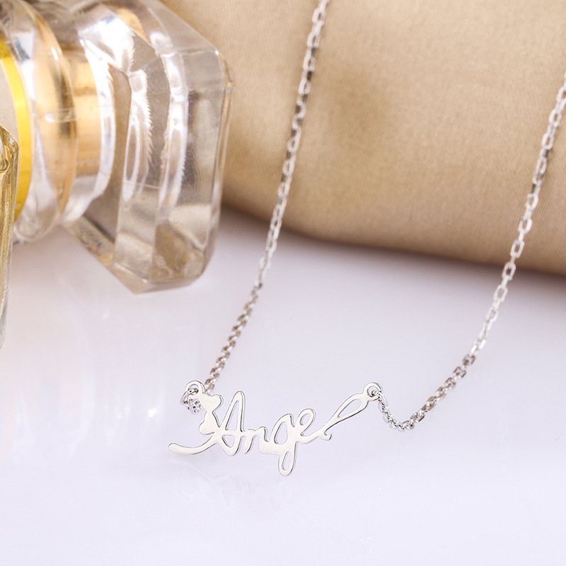 Autumn and winter 999 sterling silver English alphabet necklace female tide simple and creative sweater chain necklace