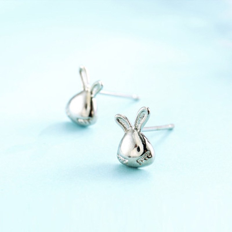 925 Silver Jewelry Rogue Rabbit Cartoon Cute White Rabbit Earrings Cartoon Mini Animal Female Earrings