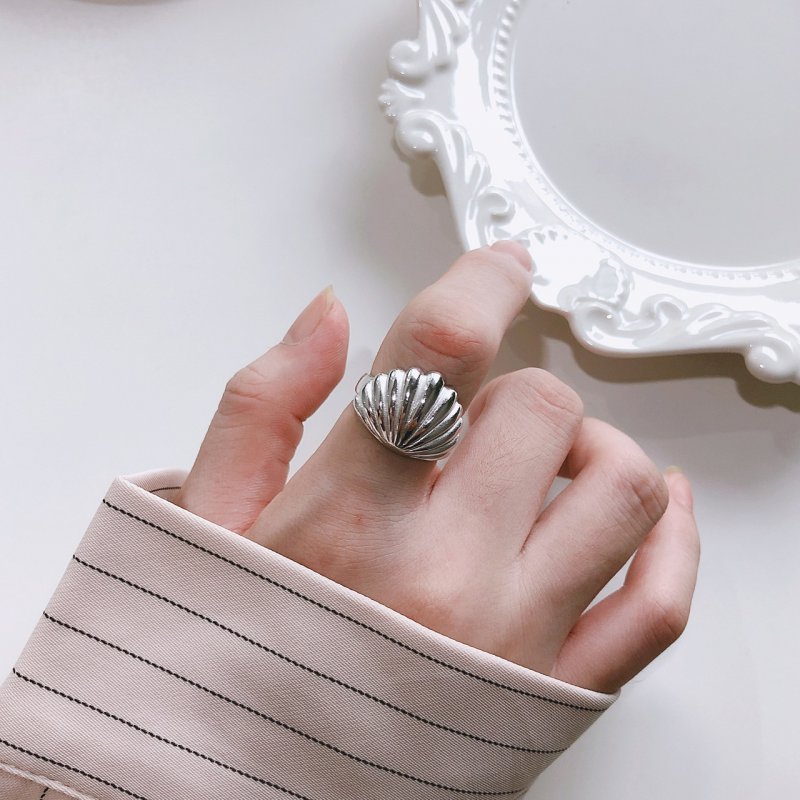 MC Wind Minimalist Net Red 925 Sterling Silver Shell Ring Ring Index Finger