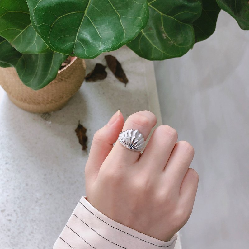 MC Wind Minimalist Net Red 925 Sterling Silver Shell Ring Ring Index Finger