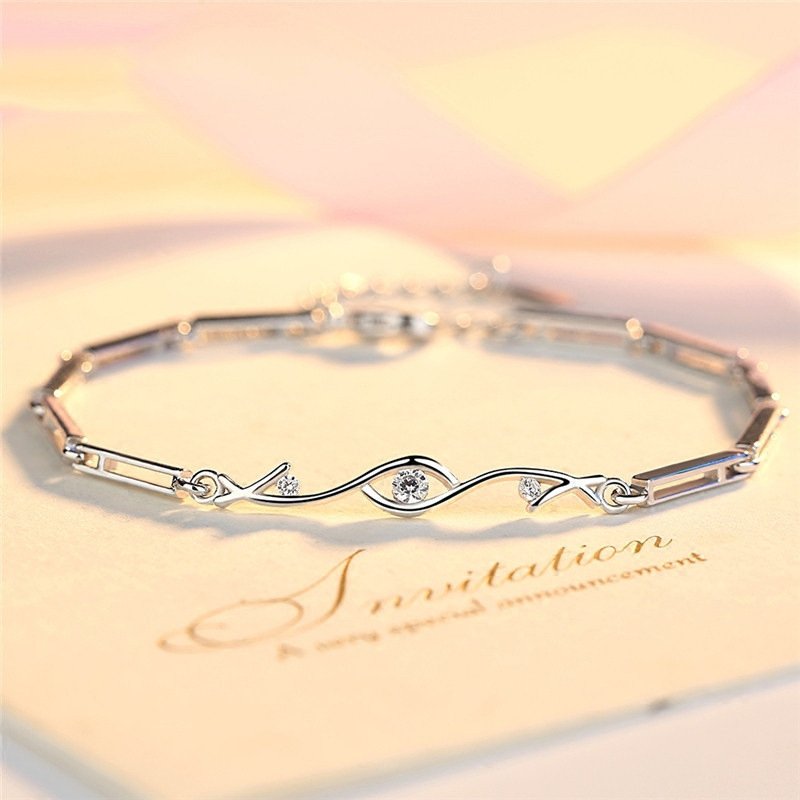 Platinum Diamond Bracelet S925 Korean Fashion Women's Sansheng Stone Bracelet Summer Jewelry Gift