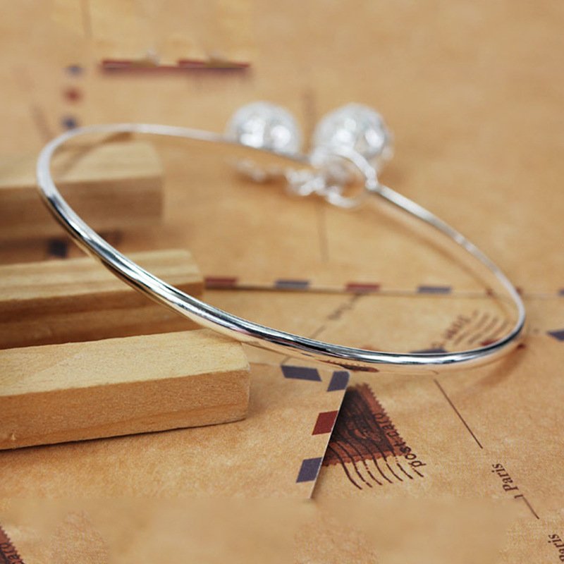 Hollow Ball Bracelet 925 Silver Bracelet Direct Sales White Copper Bracelet Small Bell Bracelet