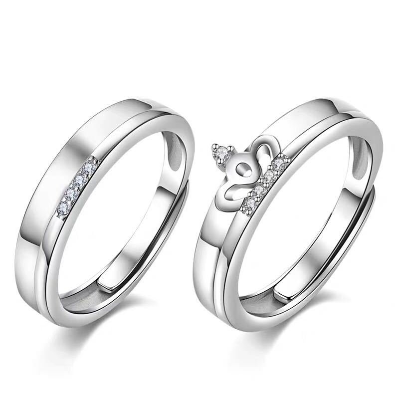 New crown couple ring opening male and female one ring niche design simple birthday gift for girlfriend