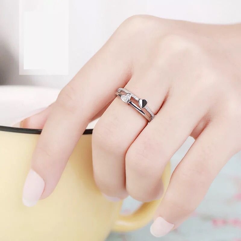 Silver love double ring ladies fashion female ring hand jewelry e-commerce accessories