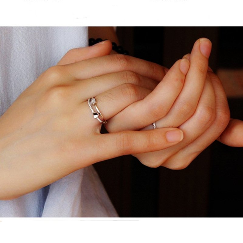 Silver love double ring ladies fashion female ring hand jewelry e-commerce accessories