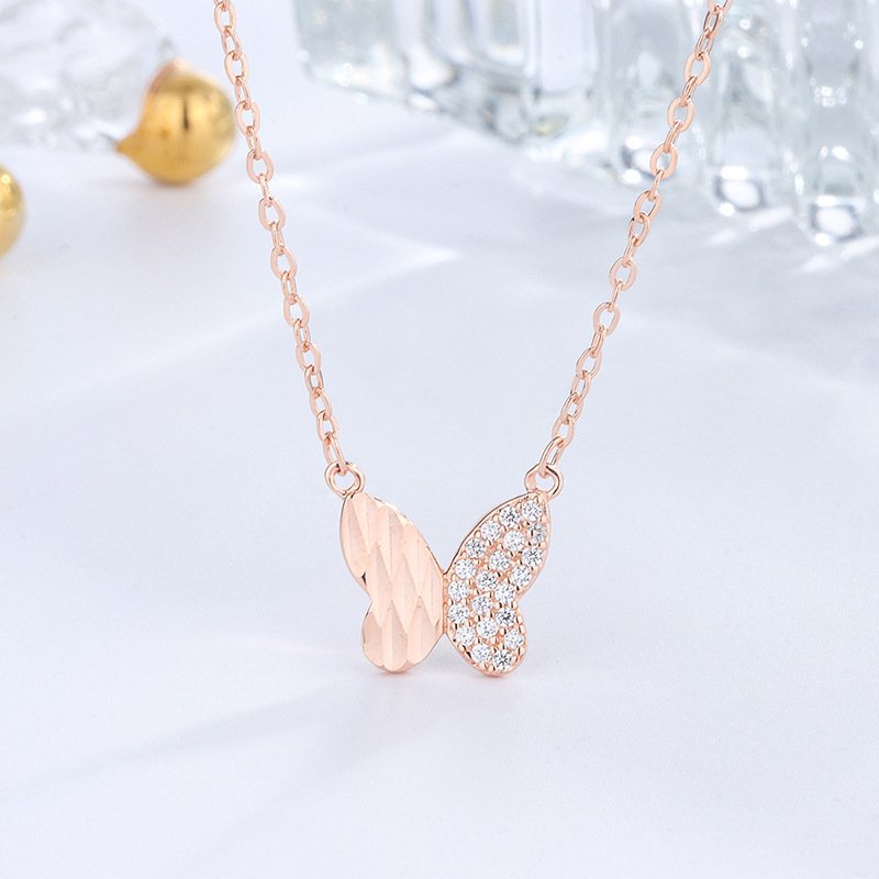 2020 autumn and winter new 999 sterling silver fresh butterfly necklace female trendy temperament simple and versatile clavicle chain