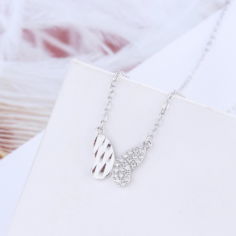 2020 autumn and winter new 999 sterling silver fresh butterfly necklace female trendy temperament simple and versatile clavicle chain