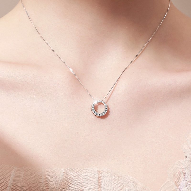 Round silver necklace female simple and generous clavicle chain necklace student Mori girlfriends small fresh soft girl clavicle chain