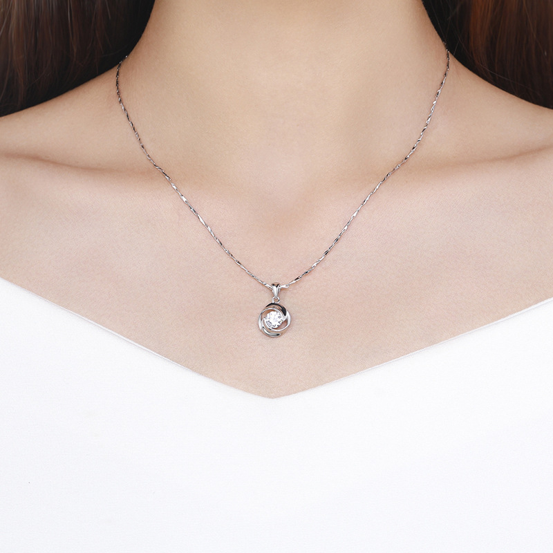 999 necklace female rotating rose pendant