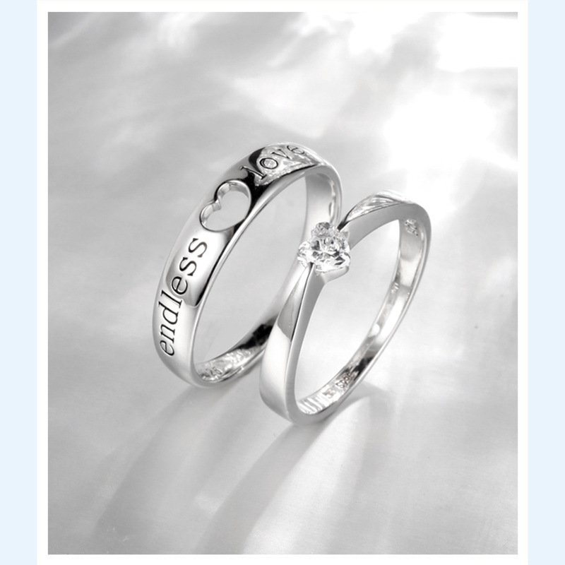 925 Silver Men and Women Couple Rings Love Endless LOVE Heart FOREVER Ring