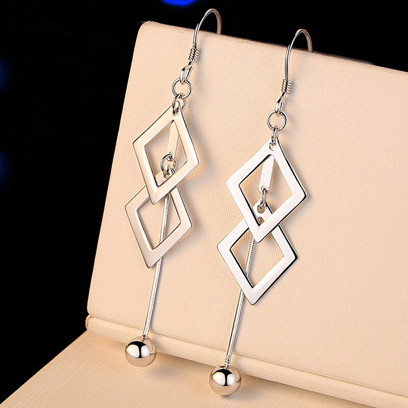 New trendy long diamond earrings women sweet temperament earrings female face thin ears jewelry direct sales