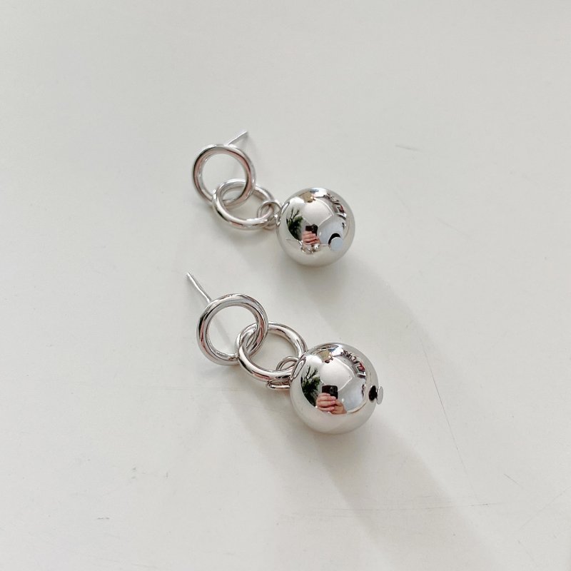 Celi French style 925 sterling silver earrings Nordic style simple double ring silver bead earrings earrings earrings